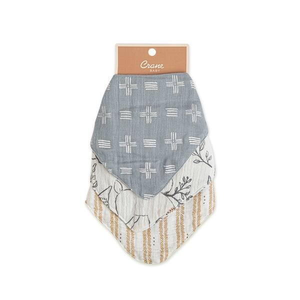 slide 2 of 5, Ezra 3pc. Muslin Bib Set Brown