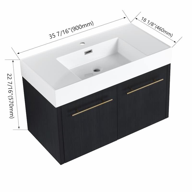 Wall-Mounted Bathroom Vanity with Thick-Edged Resin Basin Sink
