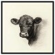 preview thumbnail 8 of 60, Darkness in Detail of Cow Canvas Animal Art Prints by Art Remedy 12" x 12" - Black