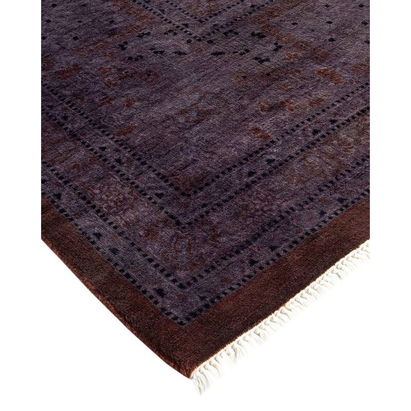 Overton Hand Knotted Wool Vintage Inspired Modern Contemporary Overdyed Purple Area Rug - 10' 2" x 14' 4"