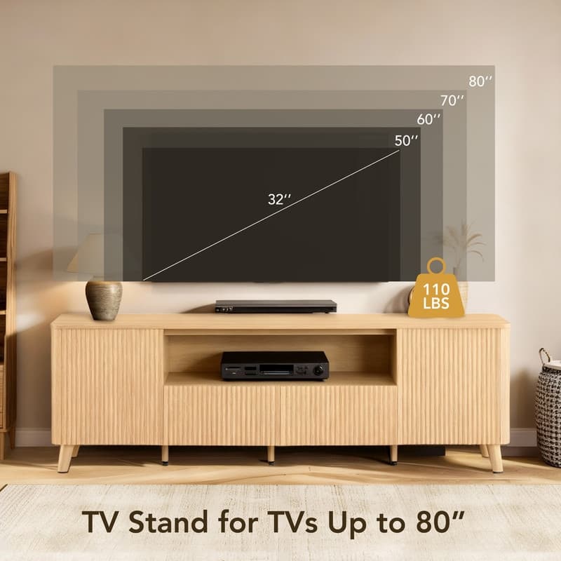 Spruce & Spring 70" TV Stand Modern Entertainment Center for TVs up to 80"
