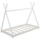 preview thumbnail 3 of 5, Twin Size House Platform Bed with Triangle tructure,White