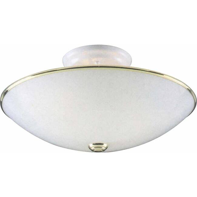 Volume Lighting 3 Light Semi-Flush Ceiling Fixture with White Glass - Polished Brass / White