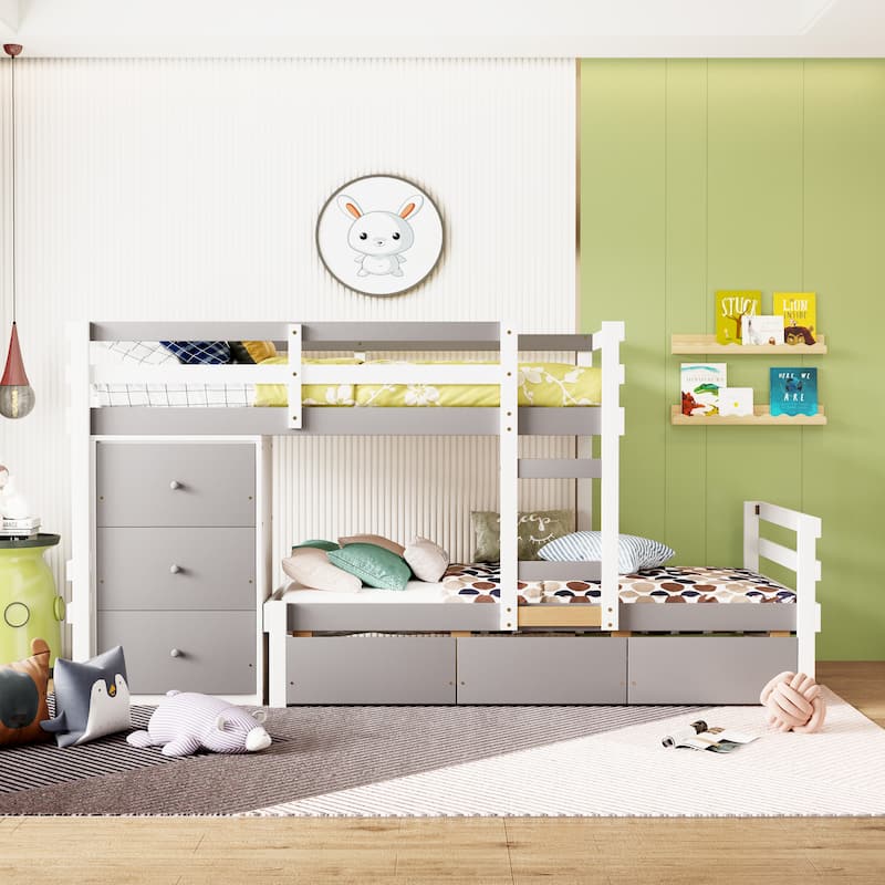 Twin over Twin Loft Bunk Bed - Gray