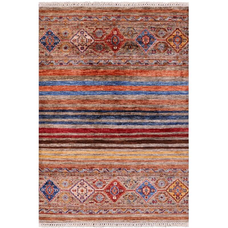 Golden Nile Khorjin Persian Gabbeh Hand Knotted Wool Rug - 3' 5" X 5' 0"