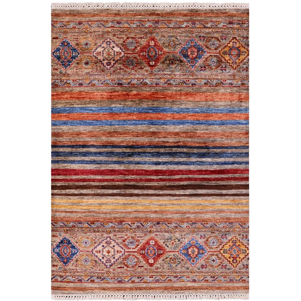 Golden Nile Khorjin Persian Gabbeh Hand Knotted Wool Rug - 3' 5" X 5' 0"