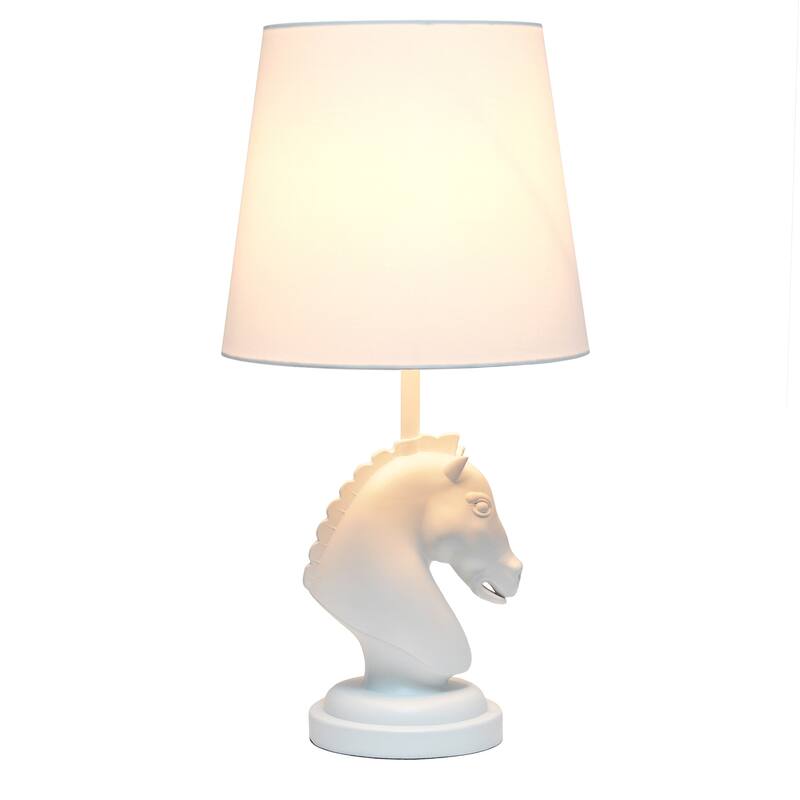 17.25 in. White Finish Table Lamp with White Shade, Desk Lamp for Writing and Computer Desks
