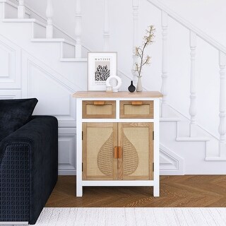 Hand-Carved 2-Doors Accent Cabinet with 2 Drawers and 1 Interior shelf ...