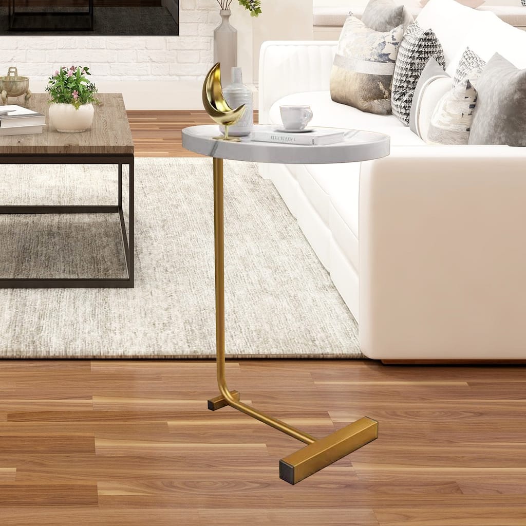 Orestes C-Shaped Side Table for Small Spaces