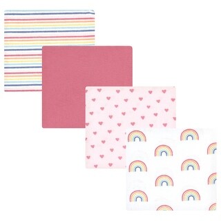 Hudson Baby Infant Girl Cotton Flannel Receiving Blankets, Creative Rainbow, One Size - Creative Rainbow - One Size