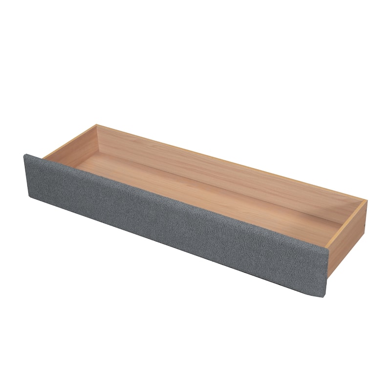 Queen Size Teddy Fleece Upholstered Platform Bed with Storage Drawer, USB Ports, and LED Lights