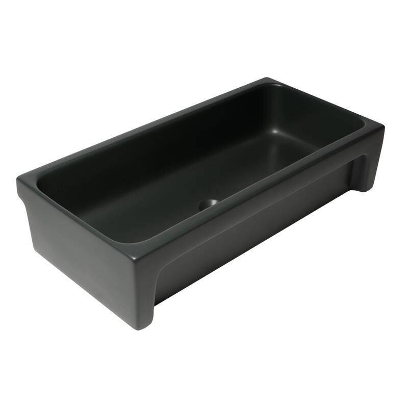 ALFI brand AB36TRBM 36" Black Matte Above Mount Fireclay Bathroom Trough Sink