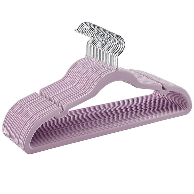 Space-Saving Velvet Anti-Slip Coat Hangers with Shoulder Notches and Swivel Hook