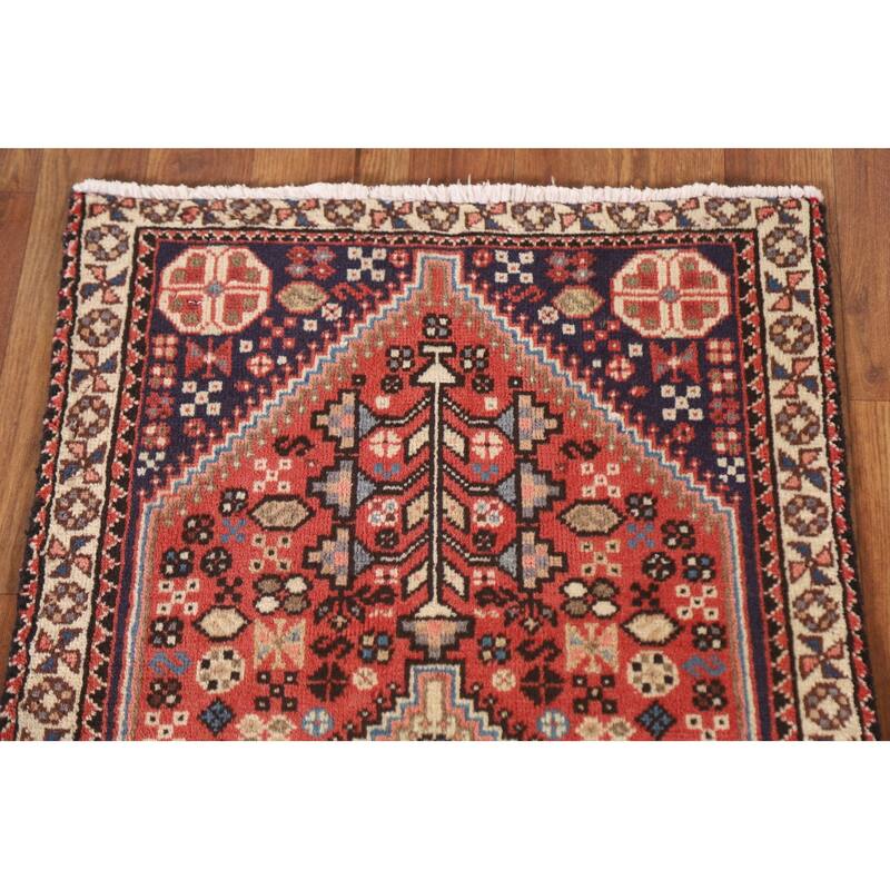 Abadeh Persian Vintage Area Rug Hand-knotted Wool Carpet - 1'10"x 3'5"