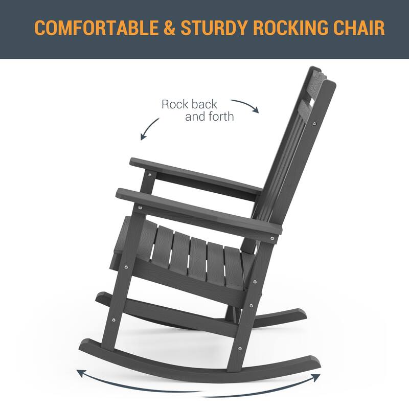 LIVOOSUN Patio Adirondack Chair Outdoor Plastic Rocking Chair