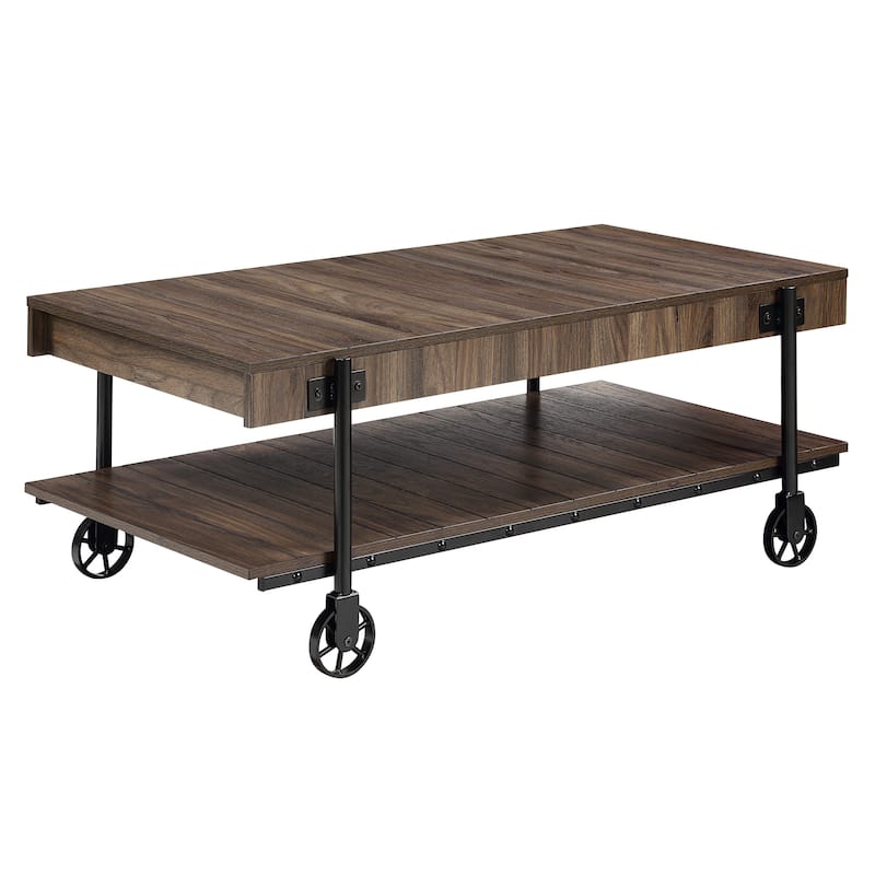 Hyssop Farmhouse 47-inch Steel 1-Shelf Coffee Table by Furniture of America