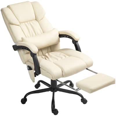 Adjustable Recliner Office Chair with Footrest Vibration Massage and High Back Swivel Wheels - 26" W x 29.5" D x 44"-48" H