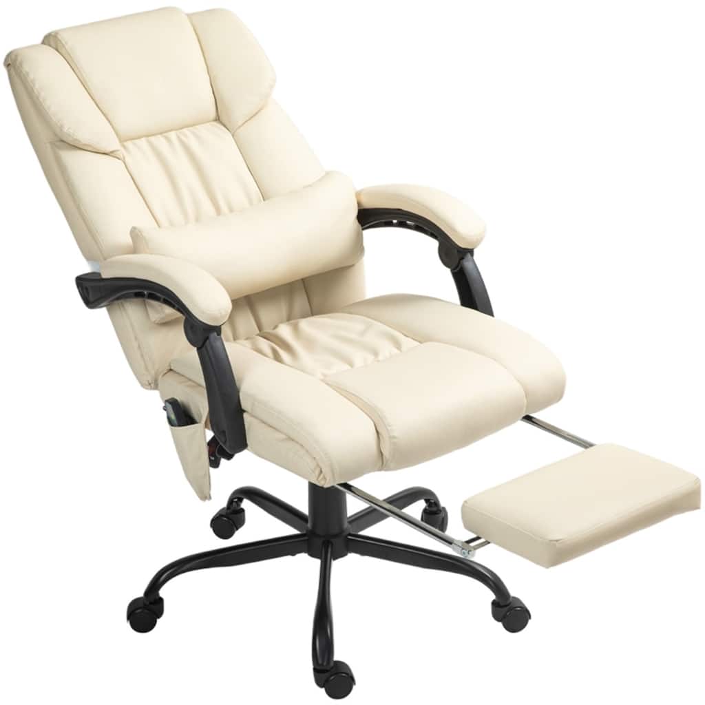 Adjustable Recliner Office Chair with Footrest Vibration Massage and High Back Swivel Wheels - 26" W x 29.5" D x 44"-48" H