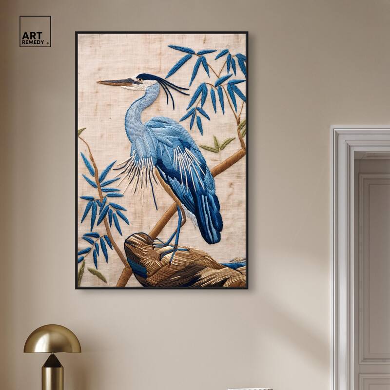 Needlework Heron Canvas by Art Remedy