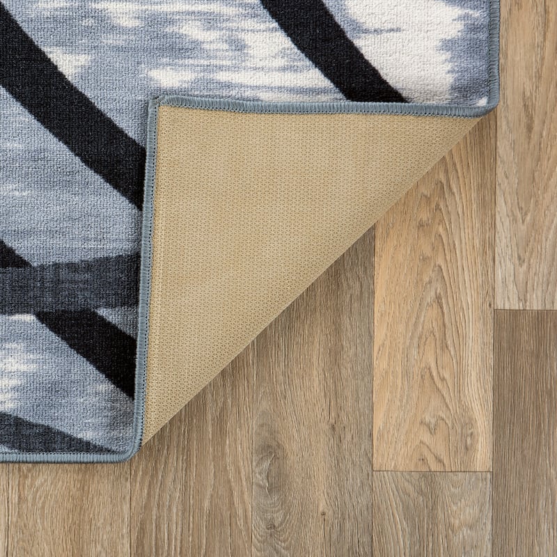 Contemporary Distressed Abstract Lines Non Slip Area Rug