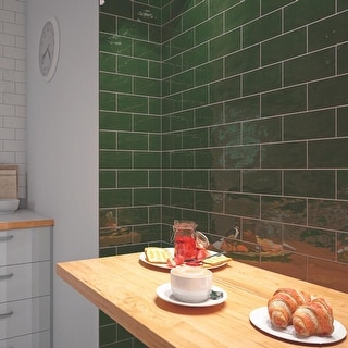 The Tile Life Diana Emerald 3" x 6" Verde Ceramic High Gloss Subway Wall and Floor Tile