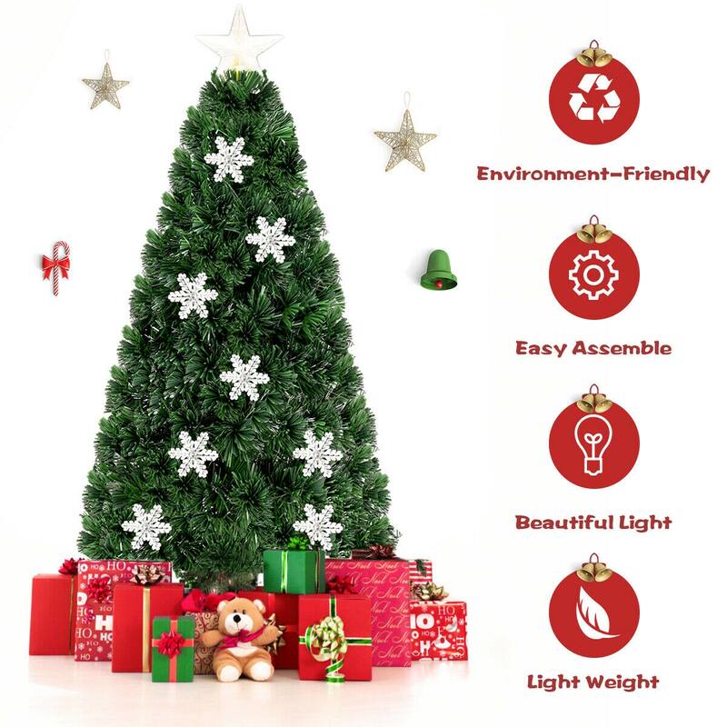 5 Feet LED Optic Artificial Christmas Tree with Snowflakes
