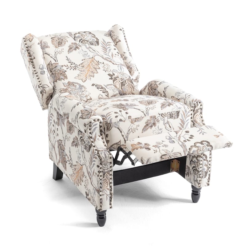 UIXE 2 Set Roderich Farmhouse Floral Print Push Back Recliner Chair