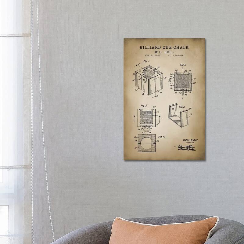 iCanvas "Billiard VII" by PatentPrintStore Canvas Print - 26x18x1.5