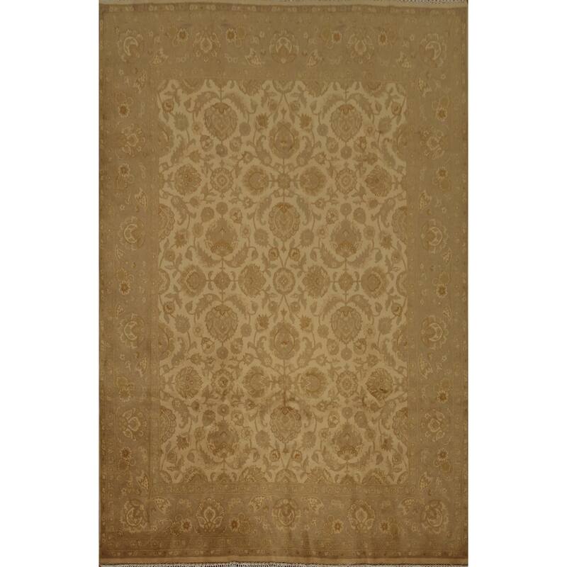 Hand Knotted Oriental 100% Wool Carpet Traditional All-Over Yellow & Gold Peshawar Area Rug - 10' 3'' X 7' 10''