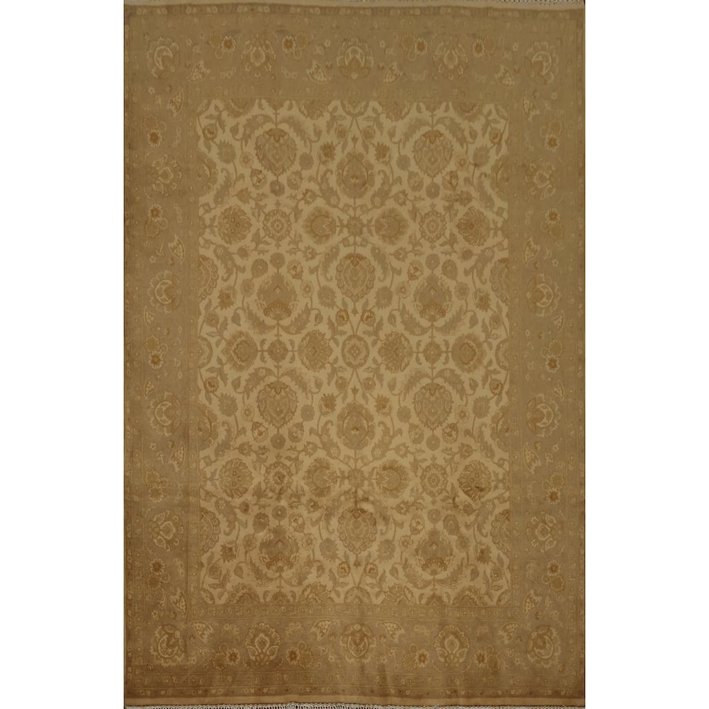 Hand Knotted Oriental 100% Wool Carpet Traditional All-Over Yellow & Gold Peshawar Area Rug - 10' 3'' X 7' 10''