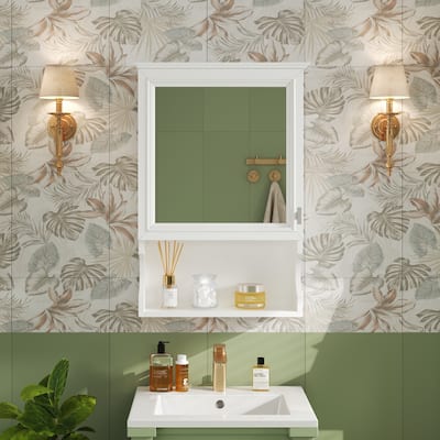 20" Wall-Mounted Bathroom Cabinet with Mirror – Space-Saving Storage with Door for Organized Home & Vanity Essentials‌