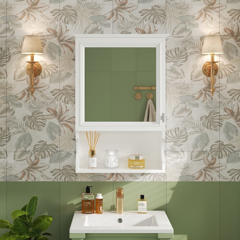 20''Wall Mounted Bathroom Storage Cabinet with Mirror,Wall Mounted Home Storage with Door,Mirrored Wall Medicine Cabinet