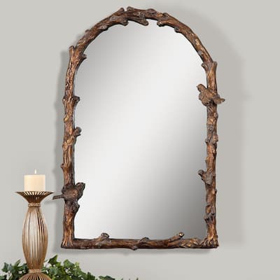 Uttermost Paza Antique Gold Branch Framed Arched Mirror - 25.5x36.75x2.5
