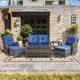 Option Grey Wicker Blue Cushion