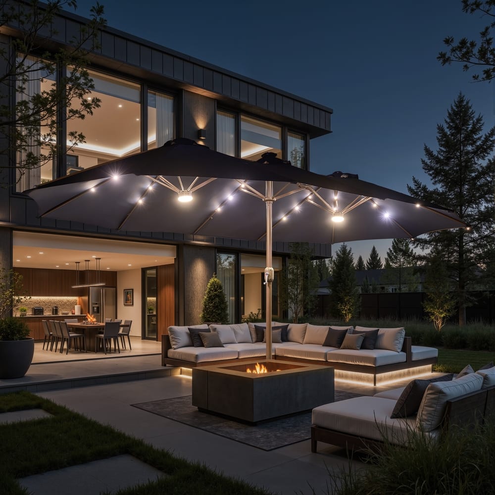 ​OVIOS 15ft Double Side Patio Umbrella Extra Large with Light