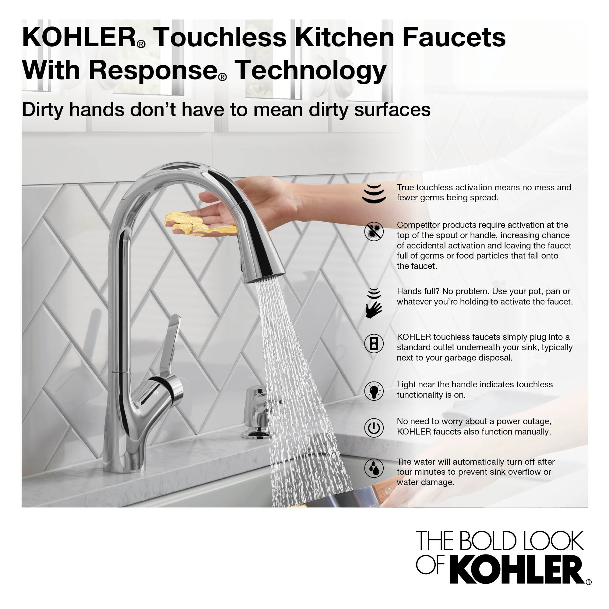 Kohler Sensate Pull Down Kitchen Faucet with Touchless ...