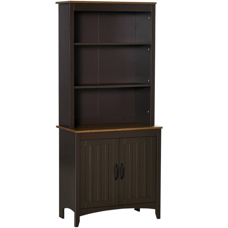 HOMCOM 70" Kitchen Buffet Hutch with 3-Tier Shelving, Freestanding Storage Pantry Cabinet w/ Adjustable Shelves and Countertop
