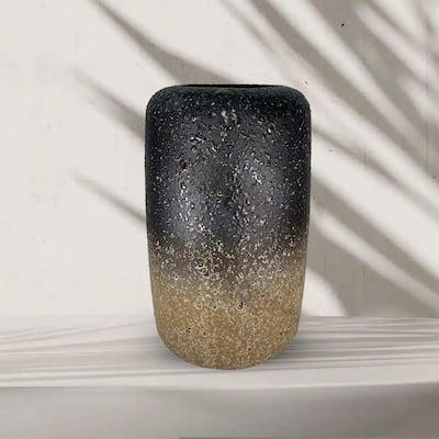 Southwestern Rustic Cylinder Ceramic Vase in Ombre Brown