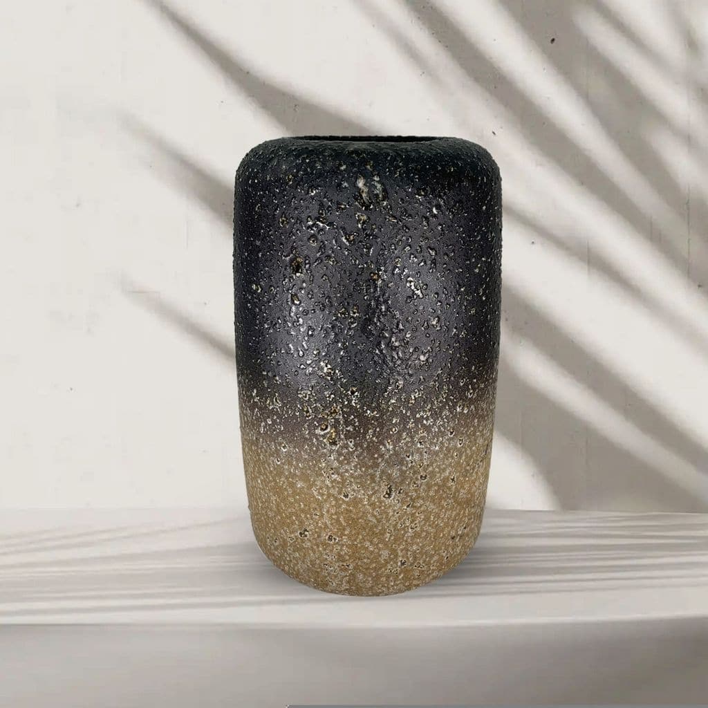 Southwestern Rustic Cylinder Ceramic Vase in Ombre Brown