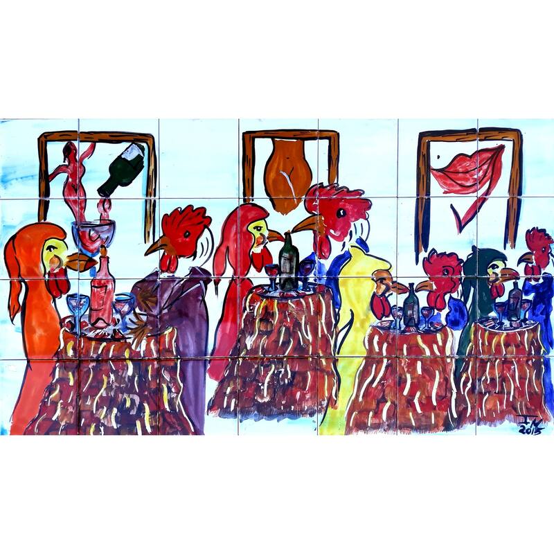 28x16 Poultry Diner Kitchen Backsplash 28pcs Ceramic Tiles Wall Mural