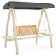 preview thumbnail 2 of 21, MCombo 2-Person Patio Swing Chair, Luxury Outdoor Swing with Wooden Finish Coated Seat, Poolside 4458 - N/A Grey