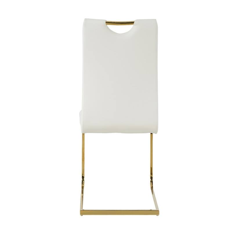 Modern Dining Room Chairs with Faux Leather Padded Seat and Golden Metal Legs（Set of 4）