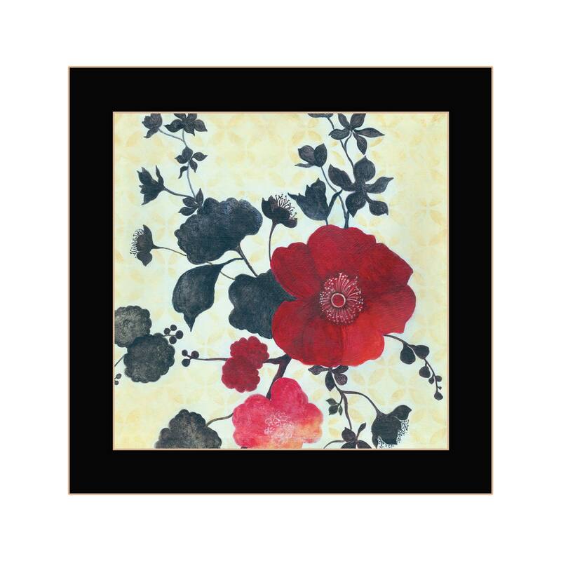 TrendyDecor4U "Japanese Blossoms II" Framed Print Wall Art - Black
