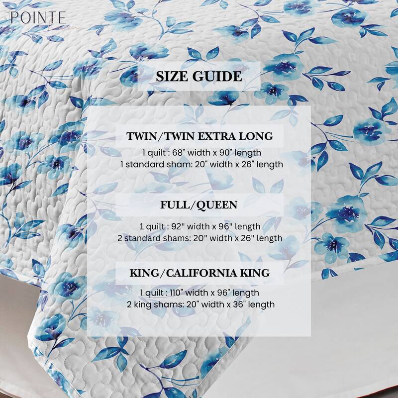 Pointehaven Percale Cotton Oversized Printed Scroll Design Quilt Set