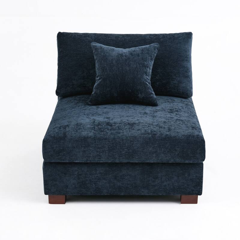 Chenille Upholstered Armless Accent Chair With Plush Cushion