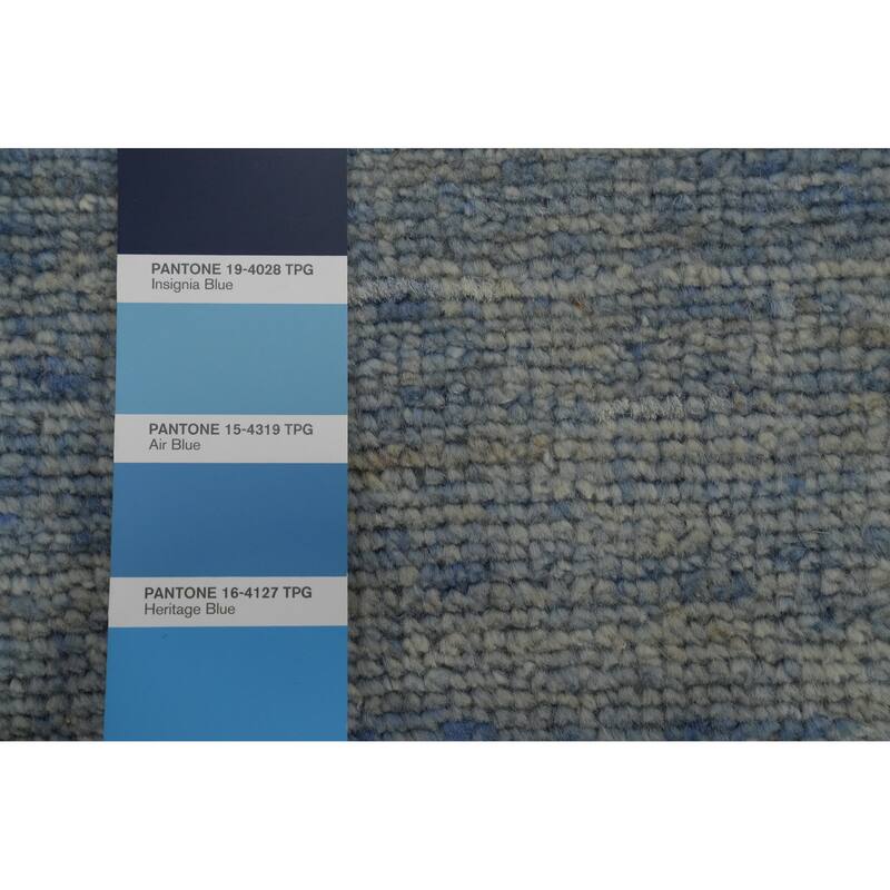 Hand Knotted Traditional Wool Blue Geometric Area Rug - 12' 0'' X 11' 10''