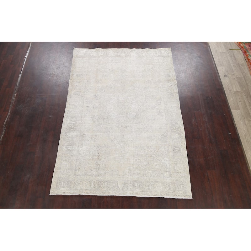 Muted Geometric Tabriz Persian Home Decor Area Rug Wool Hand-knotted - 6'3" x 9'3"