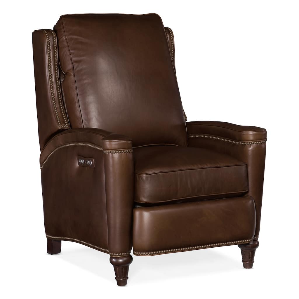 Hooker Furniture RC216-PH Rylea 31" Wide Leather Power Recliner with - Valencia Arroz / Dark Wood