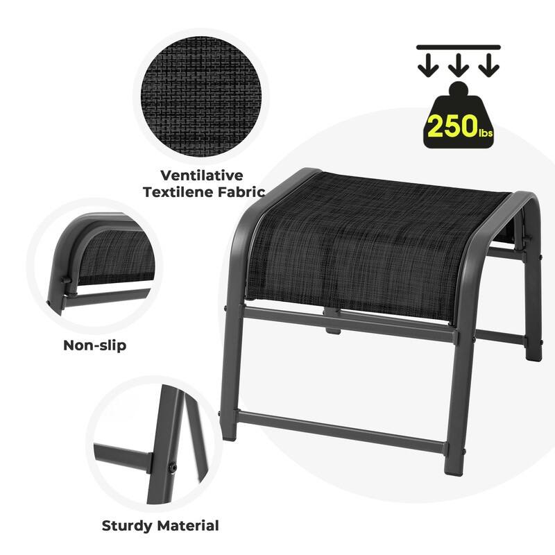 Steel-Framed Fabric Footstool – Versatile Indoor/Outdoor Footrest & Seat
