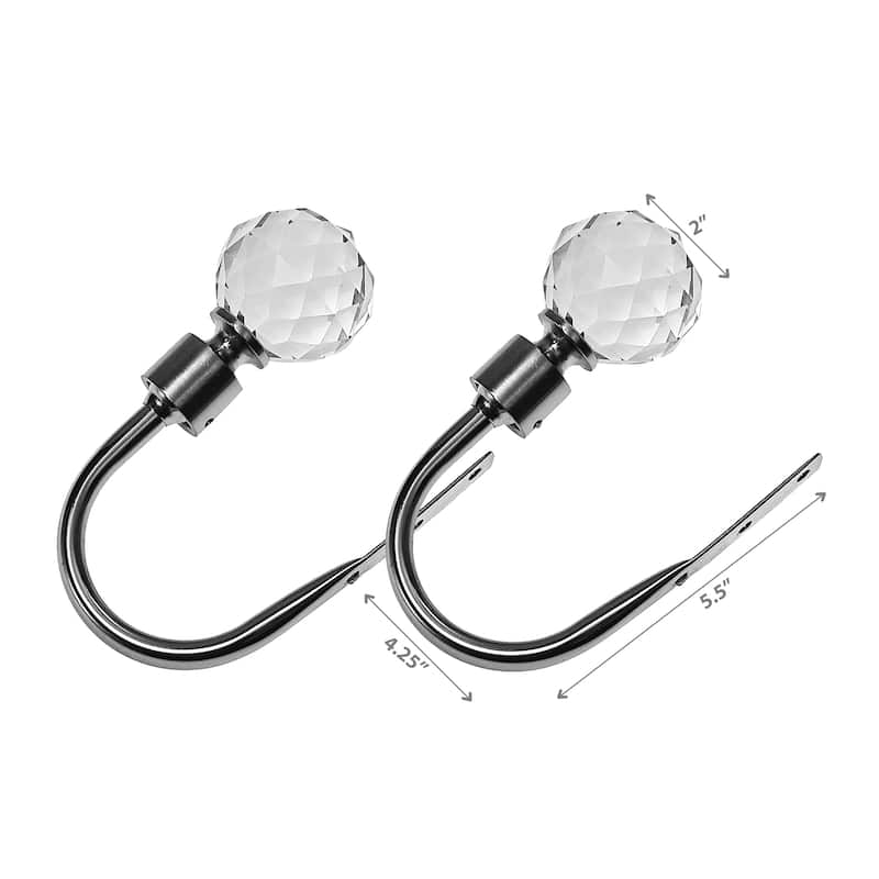 IH Casa Decor Metal Curtain Holdback Set Crystal Nickel - Silver